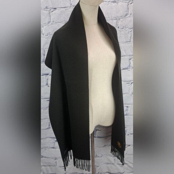 Burberry Men's Scarf Green Logo Knight Vintage Y2K 90s Lambswool England 12"x68" - Picture 7 of 15